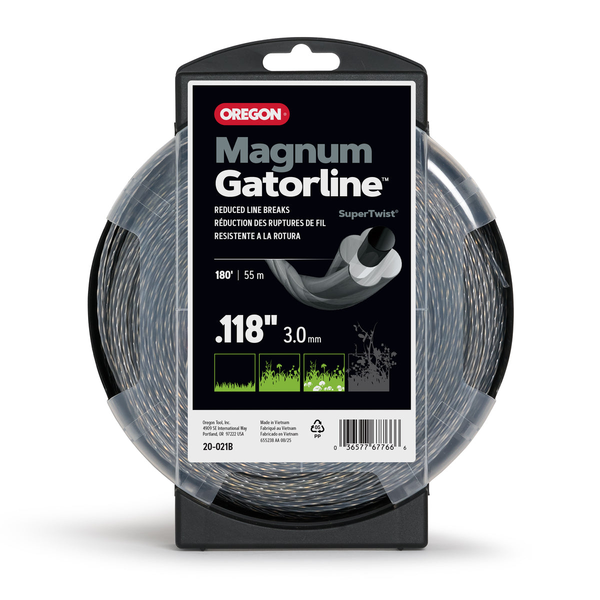Oregon 20-021B Magnum Gatorline Twist Trimmer line, 0.118 in by 180 ft