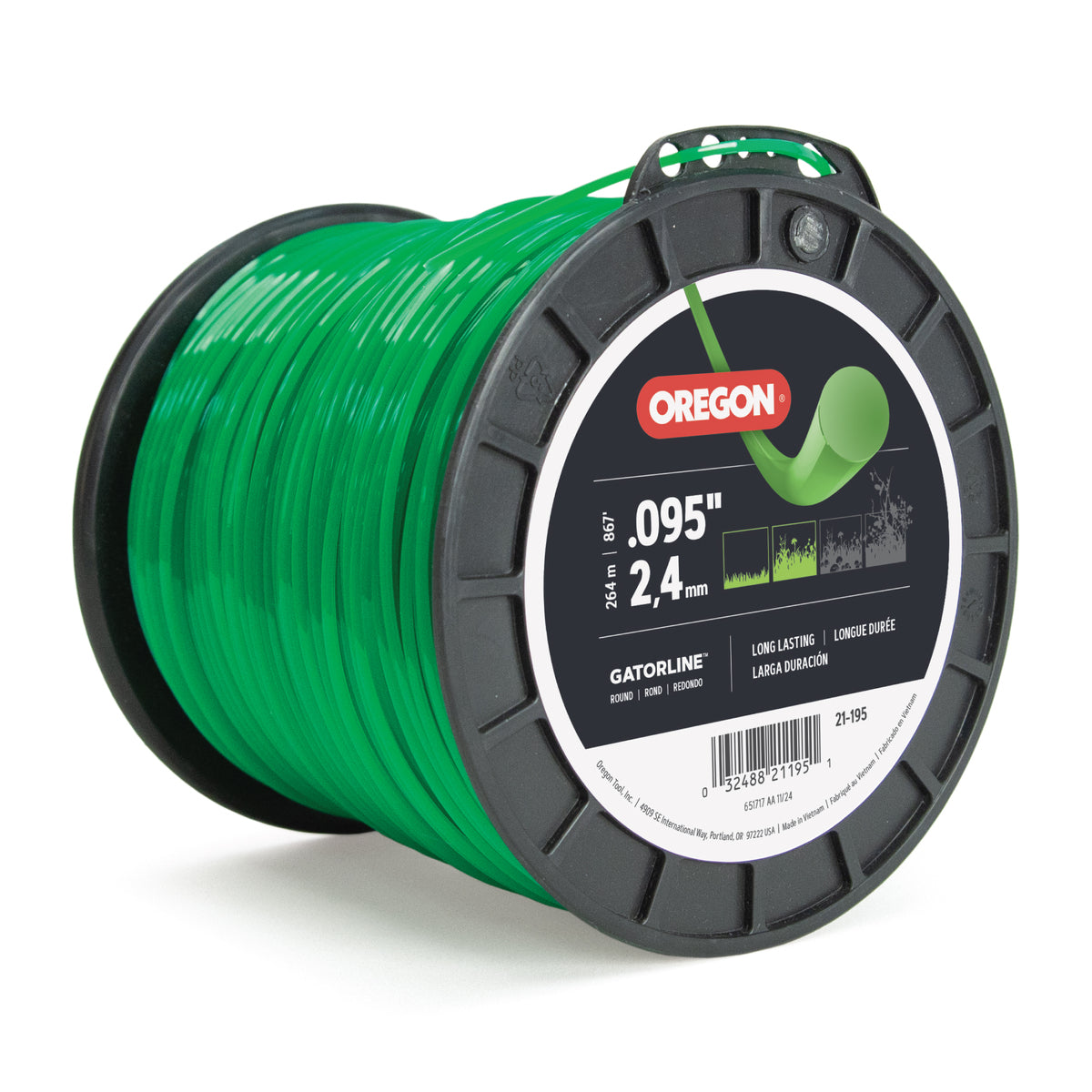 Oregon 21-195 Gatorline Round Trimmer Line, .095 in. by 867 ft
