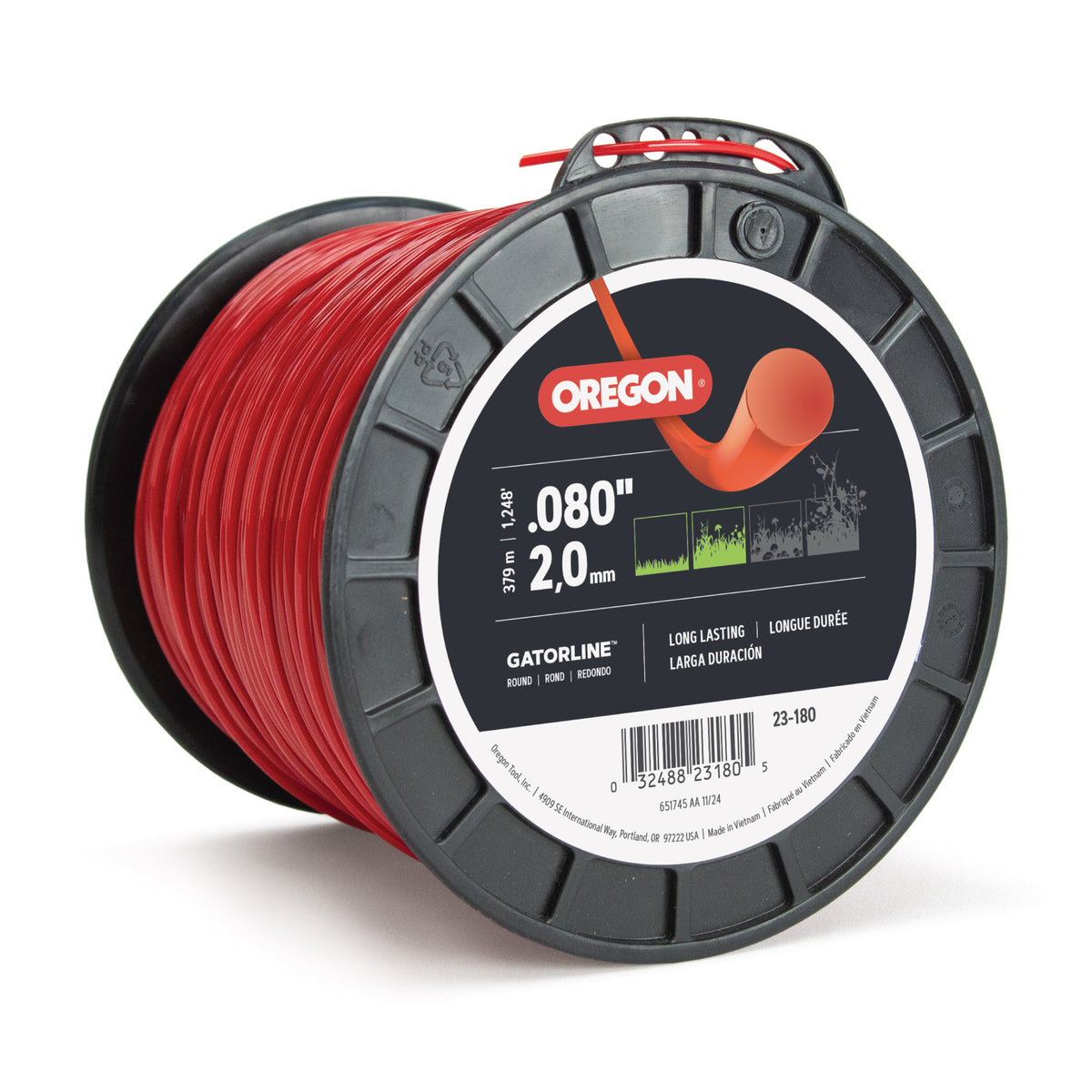Oregon 23-180 Gatorline Red Round Trimmer Line, 0.080 in. by 1248 ft