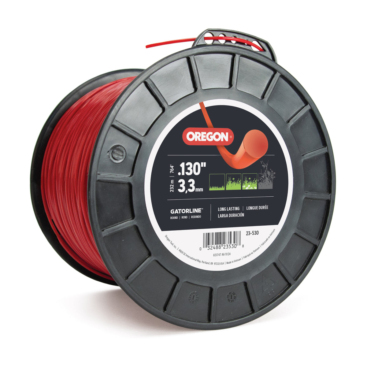 Oregon 23-530 Gatorline Red Round Trimmer Line, 0.130 in. by 764 ft
