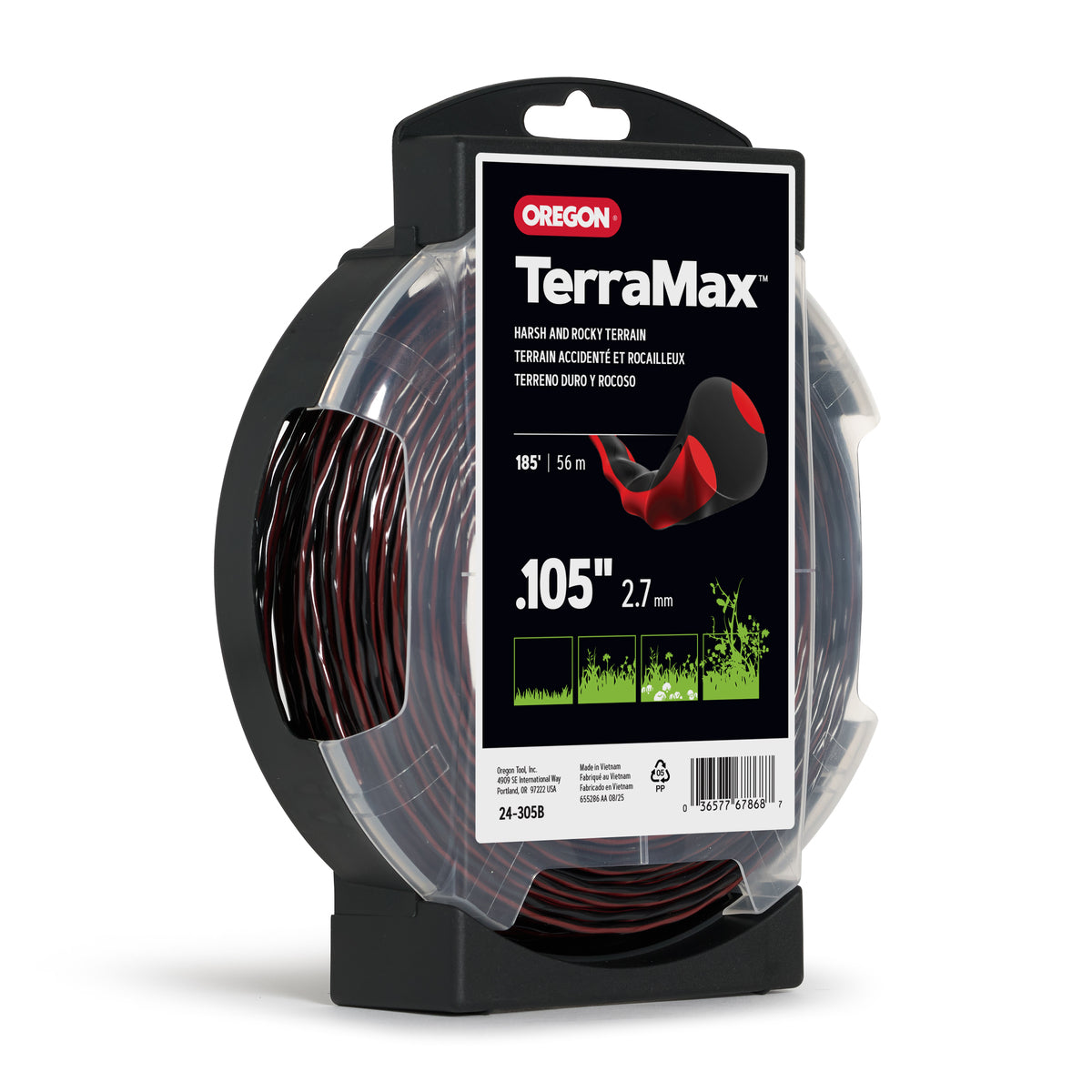 Oregon 24-305B TerraMax Oval Twist Trimmer Line, 0.105 in, 185 ft Donut
