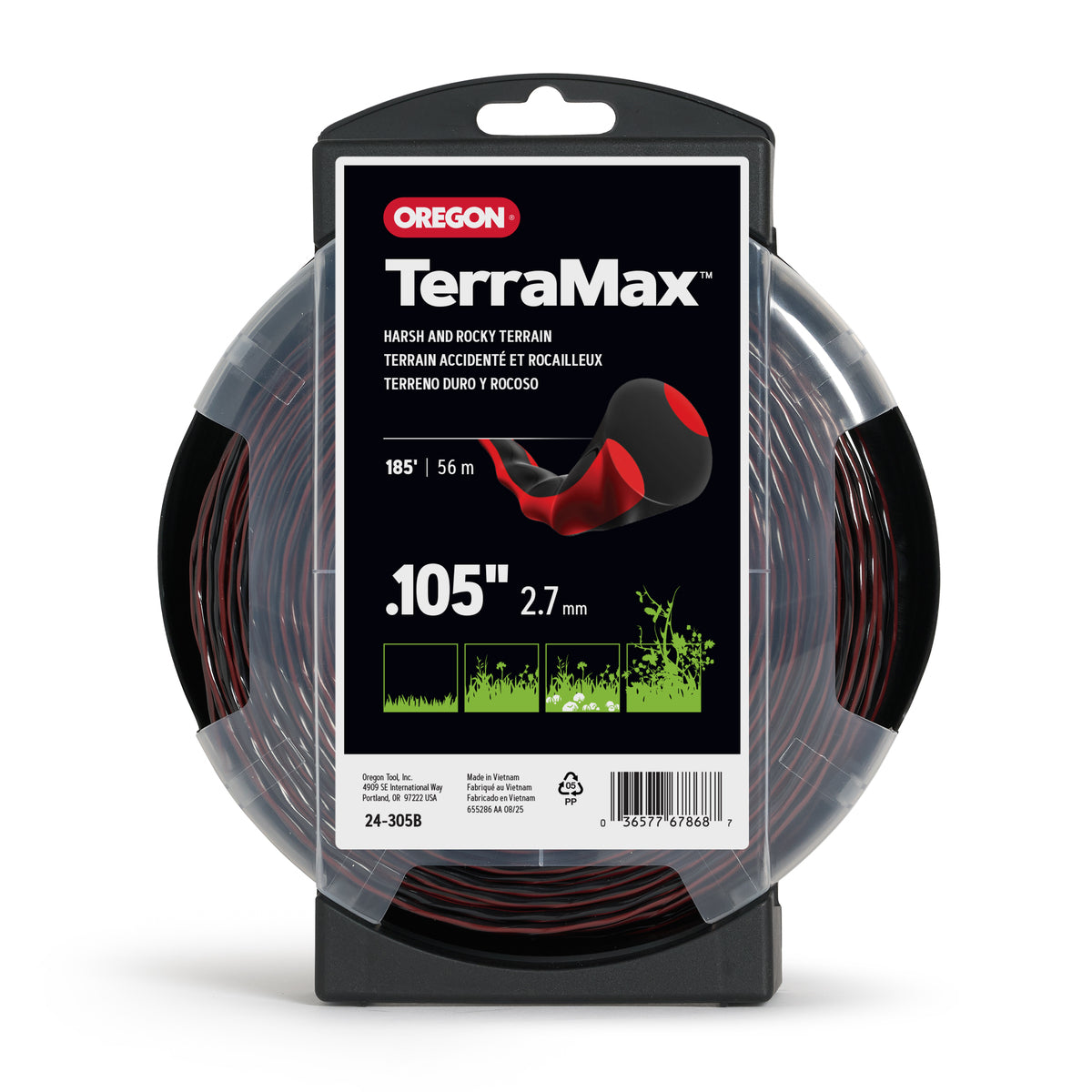 Oregon 24-305B TerraMax Oval Twist Trimmer Line, 0.105 in, 185 ft Donut